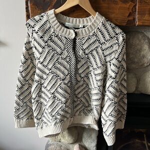 Inwear Copehagan Textured Cream and Black Knit Cardigan